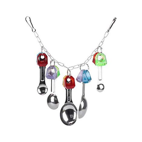 Cage à jouets pour perroquets Lovebird à suspendre avec cuillère en métal colorée (1/4)