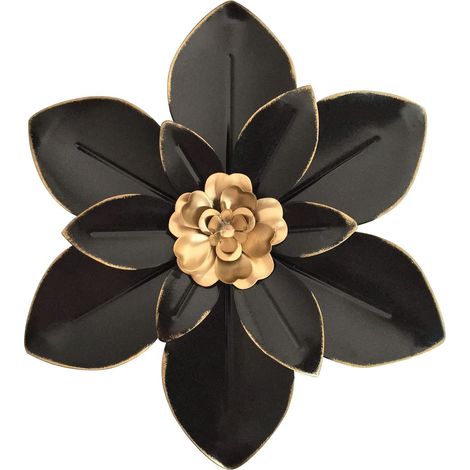 Décoration murale en métal de 25,4 cm – Sculpture florale moderne et rustique – En fer vieilli – Œuvres d'art pour intérieur, cuisine, chambre à coucher, salon, bureau, extérieur, jardin, terrasse (1/5)