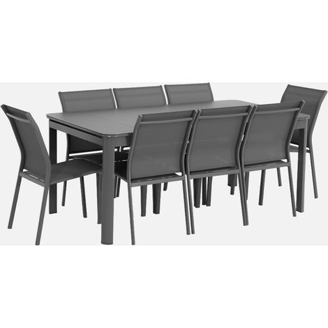 Set tavolo da giardino estensibile in alluminio con 8 sedie