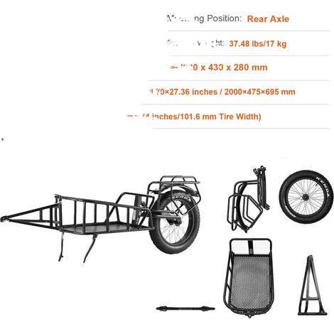 Fahrrad-Cargo-Anhänger, robuste Bauweise, 70 lbs Tragfähigkeit, 70lbs (1/2)