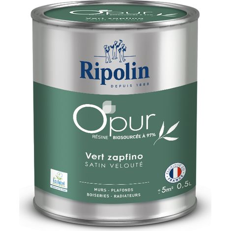 Peinture Couleur à base de résine biosourcée à 97% - Satin - 0,5L -  Vert Zapfino - Ripolin (1/5)