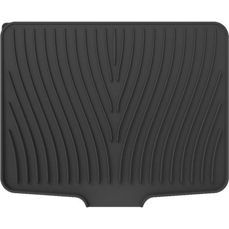 Tapis égouttoir en silicone pour plan de travail de cuisine, antidérapant avec égouttoir intégré, résistant à la chaleur (40 x 33 cm) - Noir - 40 cm (1/5)