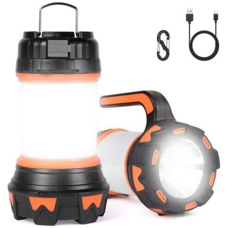 Rechargeable LED Lantern, 1000 Lumens 4000mAh 360° Camping Lamp, Rechargeable LED Lamp Portable Projector, Ultra Powerful, Camping Lamp 6 Modes, USB Cable Included, IPX4 Waterproof (1/5)