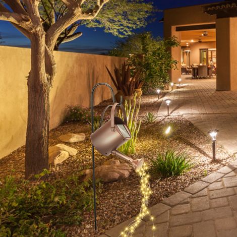 SWANEW Decorazione da giardino Annaffiatoio a energia solare LED a forma di stella Scultura da esterno in rame impermeabile con supporto (1/5)