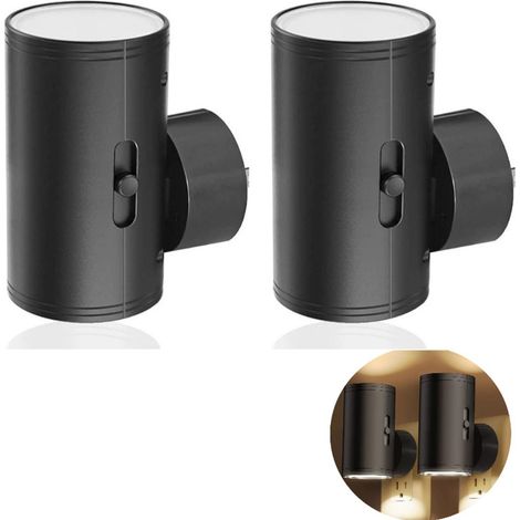 2 LED-Nachtlichter zum Einstecken – Nachtlichter mit Dämmerungssensor – 5–300 lm, Helligkeit einstellbar – 2700 K – Dimmbare Nachtlichter für Küche, Flur, Schlafzimmer und Treppenhaus (1/5)