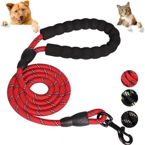 Laisse de Chien - - 2M - Rouge - Poignée Confortable - Résistante et Réfléchissante (1/2)