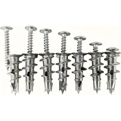 100pcs Chevilles à Frapper pour Panneaux Isolants avec Vis, Chevilles à Expansion en Alliage de Zinc, Chevilles Auto-taraudeuses Lourdes (1/4)