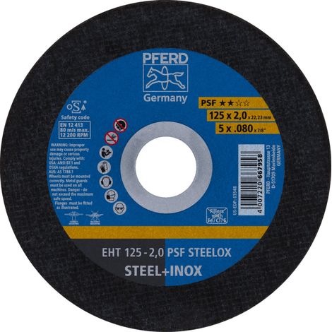 PFERD TOOLS Trennscheibe EHT 125x2,0x22,23 mm gerade Universallinie PSF STEELOX für Stahl/Edelstahl 25 Stk (1/5)