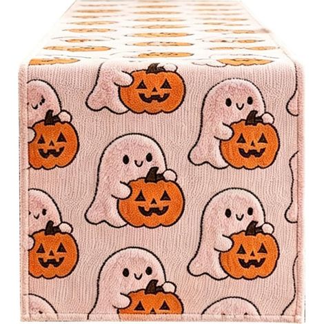 Chemin De Table Halloween Nappe Antidérapante Fantôme Chemin De Table Décoratif Dîner Halloween Pour Cuisine Salle À Manger Bar Fête Vacances Plage Bureau Cheminée (1/5)