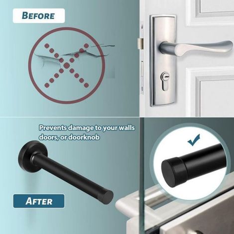 Butée De Porte - Acier Inoxydable 304 - Embout Caoutchouc 9 Mm - Murale - 150 Mm - Noir (1/5)