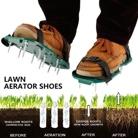 Râteau,Chaussures d\'aérateur de pelouse à pointes d\'herbe, pour jardin, marche, revitalisant, sandales, chaussures à ongles, outil-B (1/4)