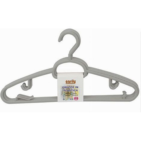 Trade Shop - Set 5pz Grucce In Plastica Stampelle Appendiabito Pantaloni Giacche Grigio 79325 -
