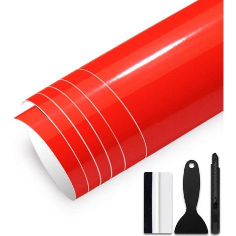 Autofolie Glanz Rot 30x150cm mit Installationskit, blasenfrei (1/5)