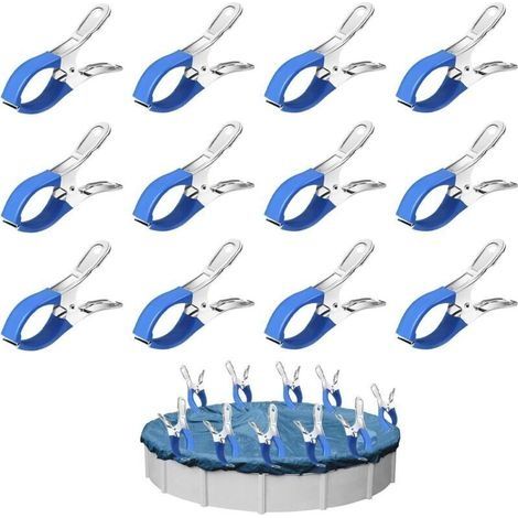 Pinces Serre-Joint Métalliques pour Bâche de Piscine Hors Sol – Lot de 12 Pièces avec Manchons Anti-rayures et Haute Tension (1/5)