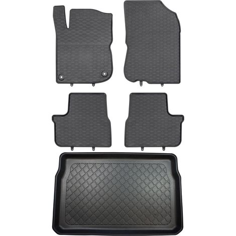 Ensemble de tapis de sol en caoutchouc pour Peugeot 208 I Hatchback (mars 2012 - mai 2019) + tapis de coffre. (1/5)