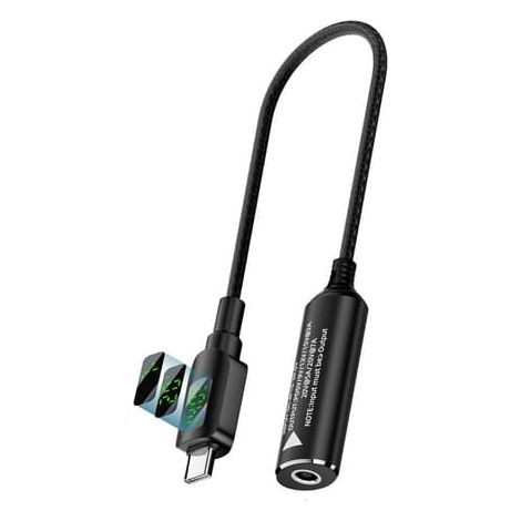 Adaptateur secteur 140 W CC (7,4 x 0,6 mm) vers USB-C avec affichage numérique - Câble court, compatible avec Apple, Samsung, Huawei et Garmin (1/4)