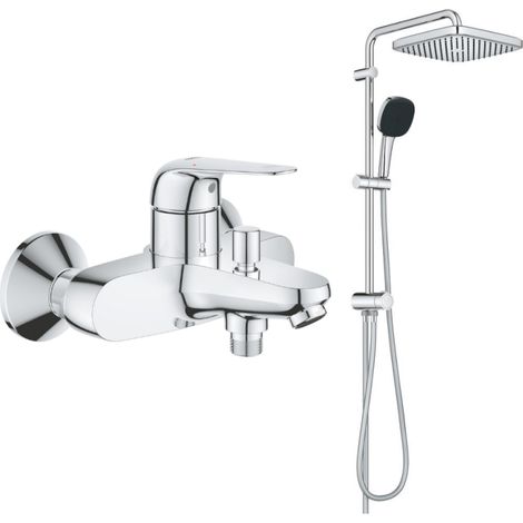 Pack mezclador mecánico de baño/ducha GROHE Swift + columna GROHE Vitalio Comfort 250 con inversor, acabado cromado
