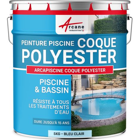 Schwimmbadfarbe - Farbe für Pools und Becken aus Polyester, Beton, Fliesen - ARCAPISCINE - Pool blau - 5kg bis zu 15m² für 2 Schichten (1/5)