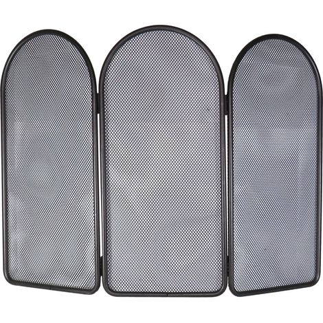 Parascintille in ferro battuto curvo a 3 ante 70 x h 50 cm per camino (1/2)
