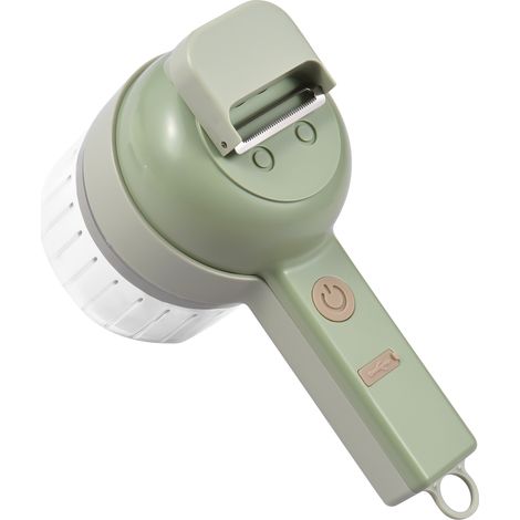 Cortador de verduras eléctrico portátil 4 en 1 con carga USB – capacidad de 1200 mAh, ABS+PC apto para uso alimentario, verde – para cebollas, jengibre y zanahorias (1/5)