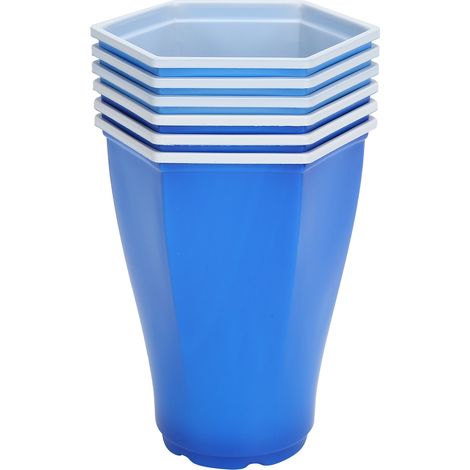 Lot de 6 gobelets jetables 450ml à bouche hexagonale, en plastique épais pour fête, maison, extérieur, restaurant ou jeu.