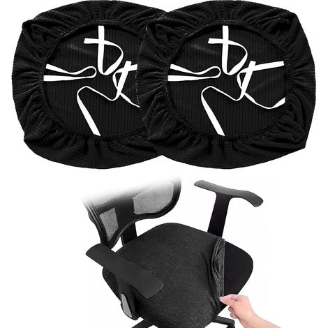 CCYKXA Set mit 2 Stretch-Stuhlhussen für Bürostühle, universelle Sitzbezüge, elastisch und waschbar, geeignet für Zuhause, Bar, Hochzeitsdekoration (Schwarz)