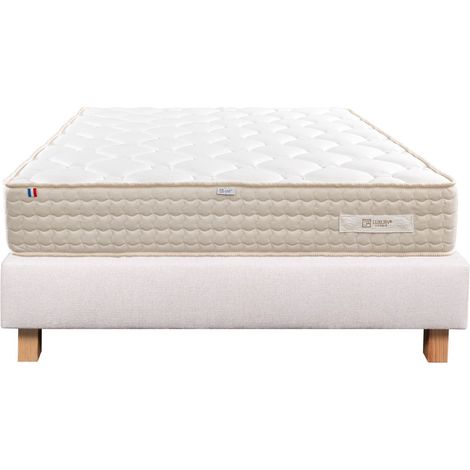 Ensemble Matelas Sublime, 20 cm, mousses haute densité, ferme, face été/hiver + sommier beige ep20cm, 90x190cm (1/5)