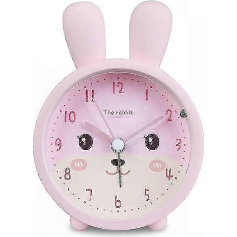 Réveil silencieux pour enfants avec lumière, motif lapin, sans tic-tac, convient aux filles. (1/5)