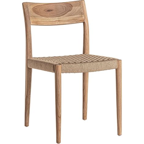Chaise Caen en Teka Style Colonial - Bois de teka naturel et assise tressée beige (1/5)