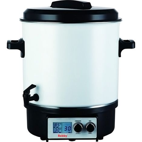 Robby – Stérilisateur de bocaux électrique 27L 1800W avec écran LCD et robinet – Minuterie 120 min – Thermostat réglable 30-100°C