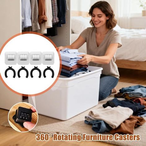 Bardusch - 4 mini rotoli adesivi girevoli a 360° con freno, per pattumiere, contenitori da cucina e piccoli elettrodomestici (1/4)