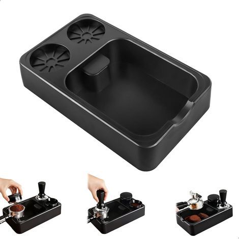 Knock Box Café, Bac a Marc de Cafe, RéCipient à Marc de Café pour Station Coffee Barista Kit Accessories Kit Baristas Cafe,4 Base Antidérapante,Noir (1/5)