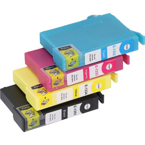 cartouches d'encre (noir, cyan, magenta, jaune) : impression fluide, précise et transparente, résistante à la décoloration, pour imprimante à stylet T1351, T1332, T1333 et T1334.