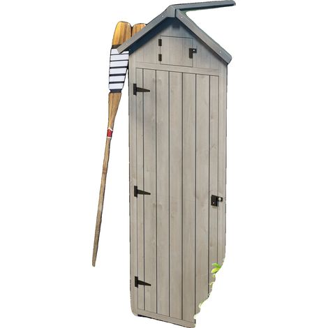 Armario de jardín, material de madera, dimensiones 77 cm x 54,2 cm x 179 cm, 3 estantes, impermeable, superficie total de almacenamiento 0,3 m². (1/5)