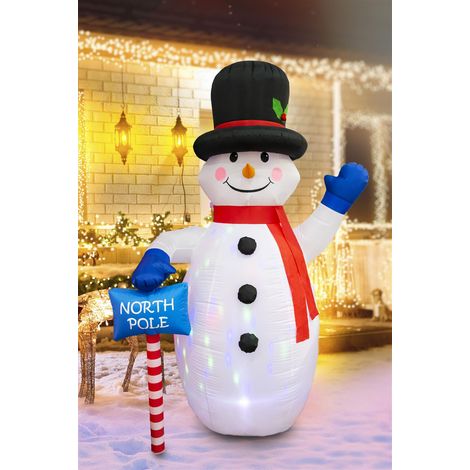Pre Lit Mains Powered Auto Inflatable North Pole Snowman with 4 Multi LED Lights 1.8M (1/5)