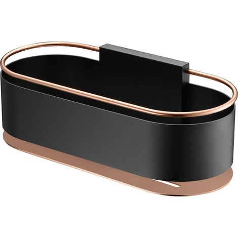 IMEX Portasapone frontale in acciaio inox S304 e ottone finitura nero e oro rosa modello ANGA cod Imex-ADN008-NOR (1/2)