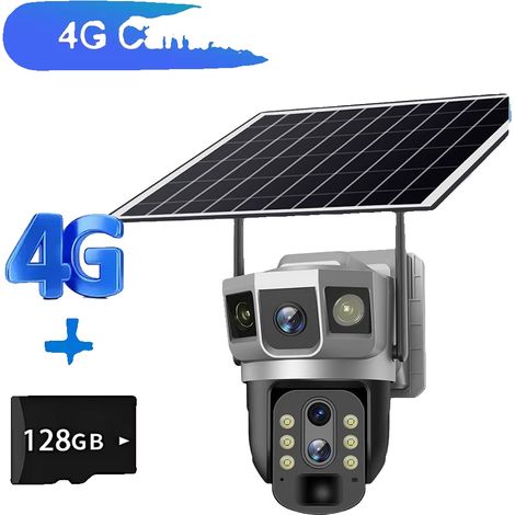 Cámara de videovigilancia, conectividad 4G, seguimiento automático, cámara 4G con tarjeta de 128 GB. (1/2)