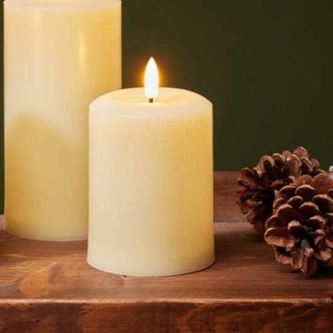 15cm Battery Operated Cream Flickering Flameless LED Pillar Candle (1/2)