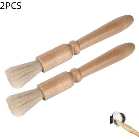 2er-Pack Kaffeemühlen-Reinigungsbürsten, Holzgriff, Naturborsten für Espresso-Baristas und Zuhause, 19 x 1 cm (1/5)