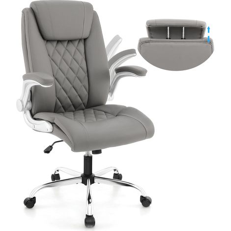 COSTWAY PU Leather Office Chair Height Adjustable Executive Chair-Grey (1/5)