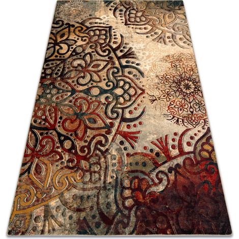 Wool carpet POLONIA Boho rosette red multicolour 200x300 cm