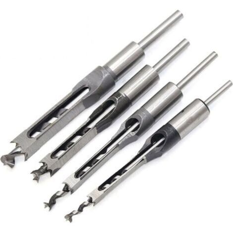 Set of 4 square-hole chisels, hollow steel chisels, carpentry tools set (1/4-1/2-5/16-3/8 inches) (1/5)