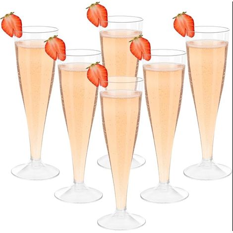 Lot de Flûtes à Champagne en Plastique Incassables Coupes Réutilisables Transparentes pour Fêtes et Réceptions (1/5)