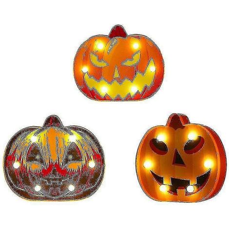 Paquete de 3 lámparas LED de noche con forma de calabaza para decoración de escritorio en Halloween. (1/5)