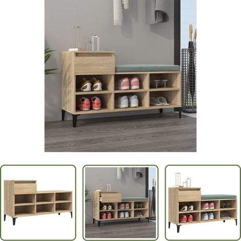 vidaXL Schuhregal Holzwerkstoff -  Schuhregal Sonoma-Eiche 102x36x60 cm Holzwerkstoff (1/5)