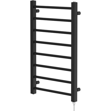 Wholesale Domestic Cohen Matt Black 800mm x 500mm Straight Electric Heated Towel Rail (1/5)