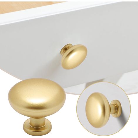 12 pomos para armarios, tiradores redondos para cajones, armarios de cocina, tiradores para muebles de baño, acabado dorado cepillado. (1/4)
