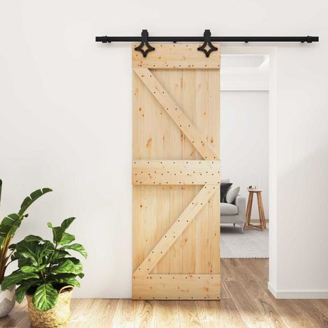 vidaXL Porta scorrevole Naturale e Nero 70 x 210 cm