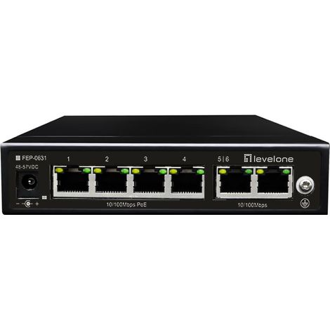 LevelOne FEP-0631 commutateur réseau Fast Ethernet (10/100) Connexion Ethernet, supportant l'alimentation via ce port (PoE) Noir