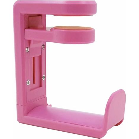 Headphone Stand, Adjustable Headphone Holder, Headphone Stand for Desk, Universal Headphone Stand, Gaming Headset Holder, with 360° Rotation and Cable Clip for Tables, Shelves, Pink (1/4)